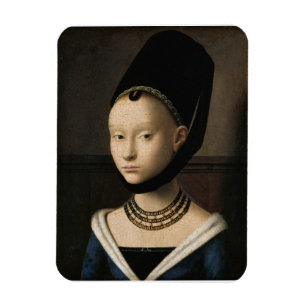 Imán Retrato de una joven mujer (por Petrus Christus)