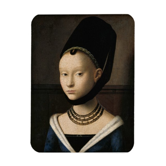 Imán Retrato de una joven mujer (por Petrus Christus) (Vertical)