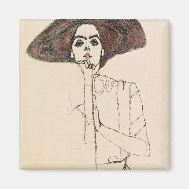 Imán Retrato de una mujer (1910) de Egon Schiele. (Frente)
