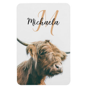 Imán Retrato de vaca de Highland nombre personalizado m