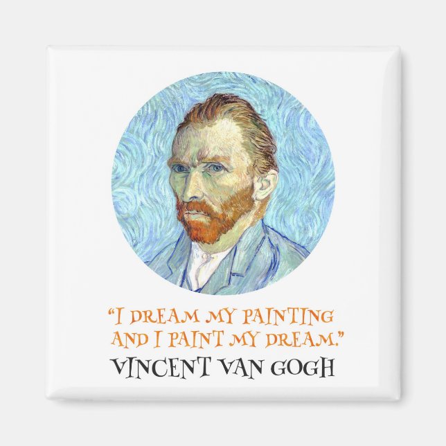 Imán Retrato de Vincent Van Gogh con cita (Frente)