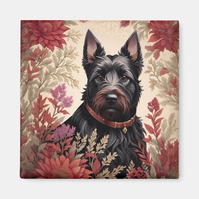 Imán Retrato elegante de perro de terror escocés (Frente)