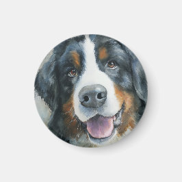 Imán retrato en acuarela de perro de montaña bernés