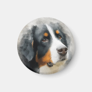 Imán retrato en acuarela del perro de montaña bernés