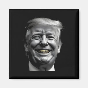 Imán Retrato en blanco y negro de Donald Trump – Gold G
