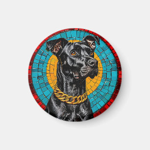Imán Retrato en mosaico de un perro negro