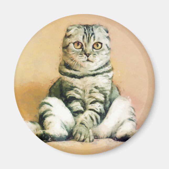 Imán Retrato escocés de sentados de gatos (Frente)
