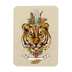 Imán Retrato estilo Tigre Boho
