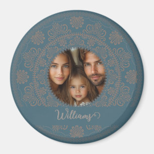 Imán Retrato familiar personalizado Rococo Mandala dora