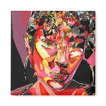 Retrato femenino abstracto de arte original