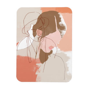 Imán Retrato femenino de contorno pintado