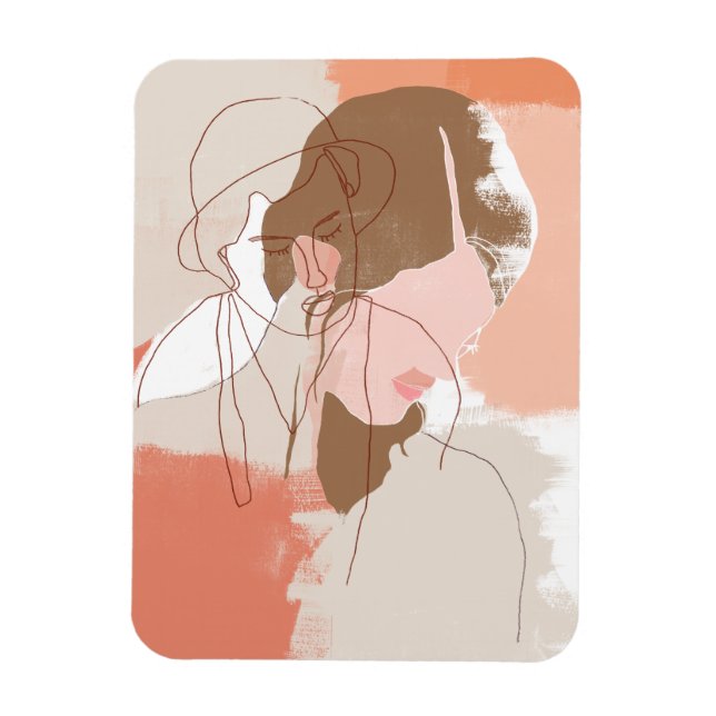 Imán Retrato femenino de contorno pintado (Vertical)