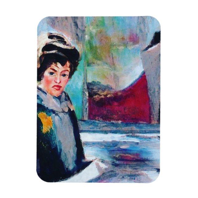 Imán Retrato femenino vintage con fondo abstracto (Vertical)