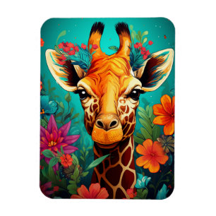 Imán Retrato Floral Giraffe-9319