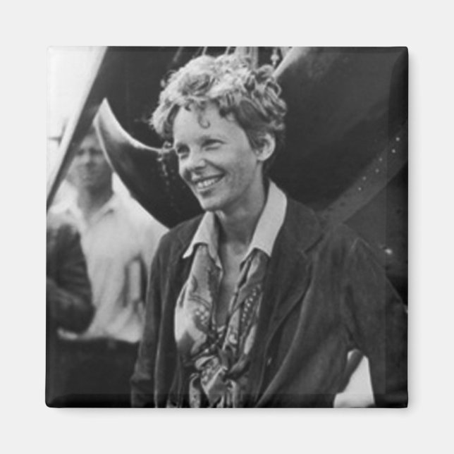 Imán Retrato fotográfico de Amelia Earhart (Frente)