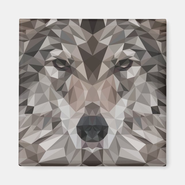 Imán Retrato geométrico de Lone Wolf (Frente)