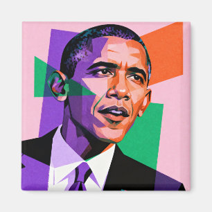 Imán Retrato geométrico moderno de Barack Obama