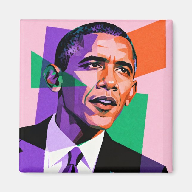 Imán Retrato geométrico moderno de Barack Obama (Frente)