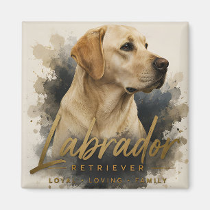 Imán retrato moderno de Labrador Retriever amarillo Lea