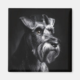 Imán Retrato monocromo de Schnauzer
