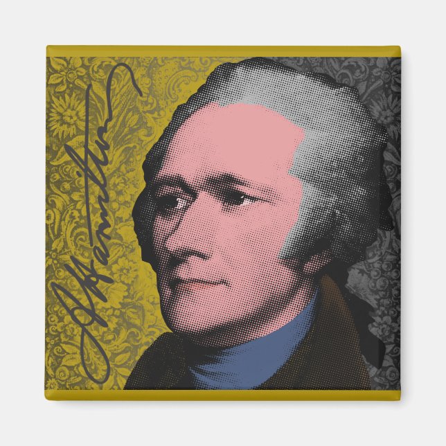 Imán Retrato Pop Art de Alexander Hamilton (Frente)