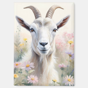 Imán Retrato suave de la cabra del campo de la flor pas