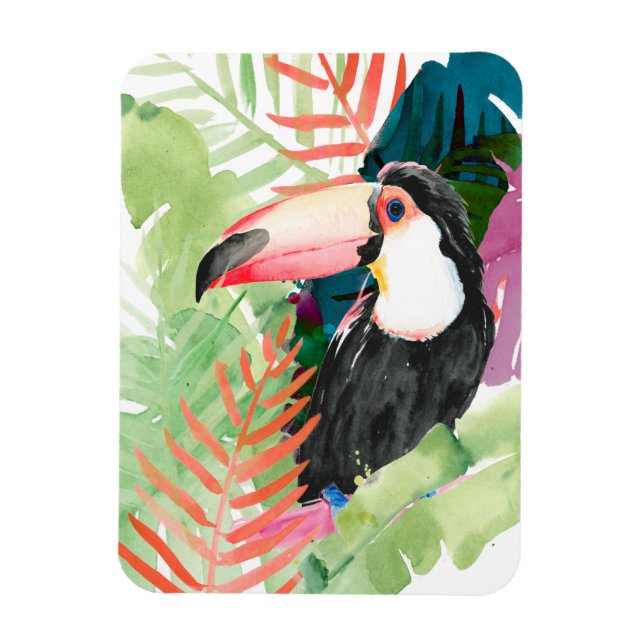 Imán Retrato táctil con hojas tropicales (Vertical)