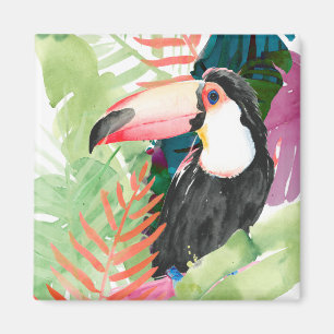 Imán Retrato táctil con hojas tropicales