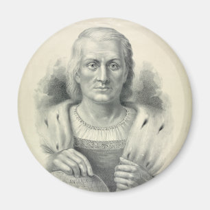 Imán Retrato vintage de Cristóbal Colón