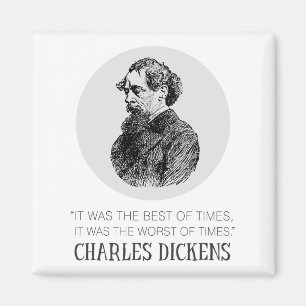 Imán Retrato y cita de Charles Dickens
