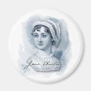 Imán Retrato y firma de Jane Austen