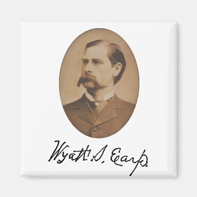 Imán Retrato y firma de Wyatt Earp (Frente)