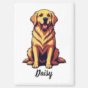 Imán Retriever Dorado con Nombre Personalizado