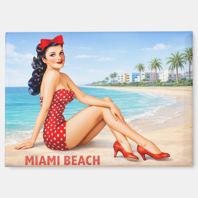 Imán Retro 1950s Art Deco Beach Souvenir (Anverso)