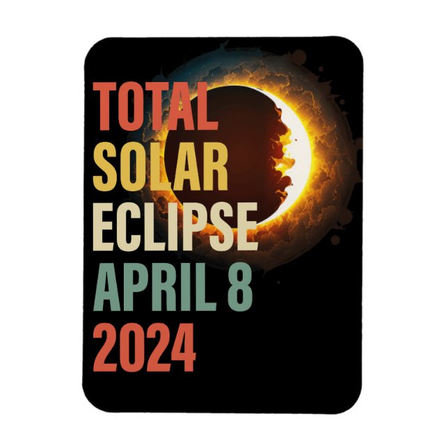 Imán Retro 2024 Eclipse solar total 8 de abril (Vertical)