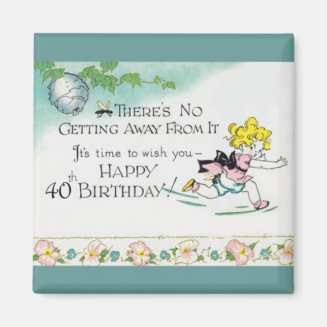 Imán Retro 40 cumpleaños (Frente)