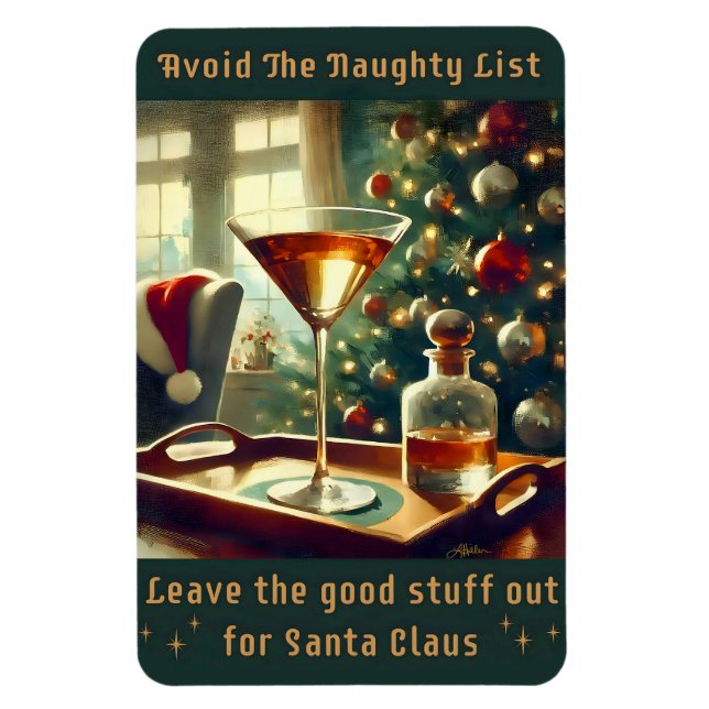 Imán Retro 50s Avoid The Naughty List Christmas Martini (Vertical)