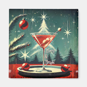 Imán Retro 50s Copos de Nieve Martini de árbol de Navid
