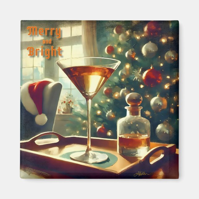 Imán Retro 50s Manhattan Martini Para Santa (Frente)
