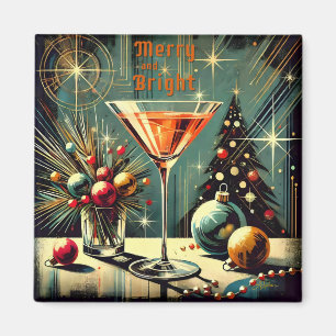 Imán Retro 50s Martini de Navidad Alegre y Brillante