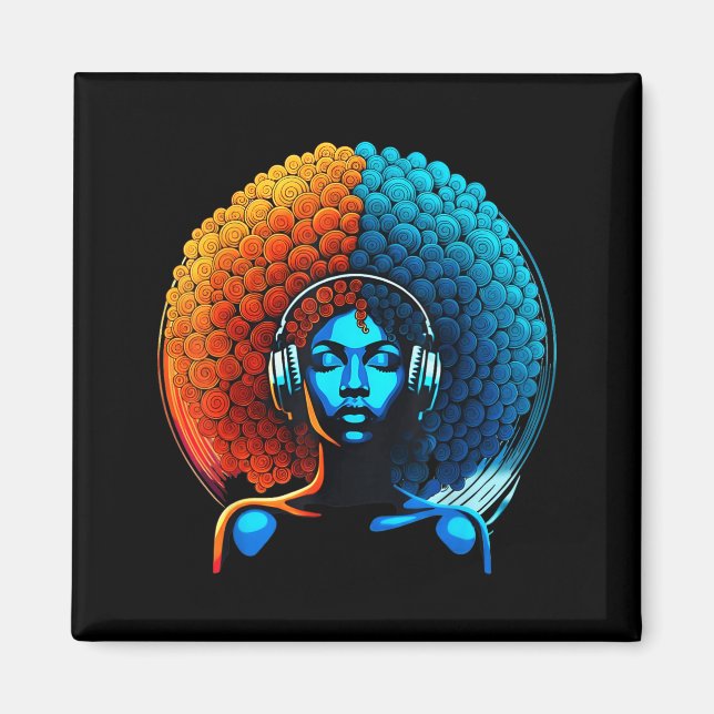 Imán Retro 80s Funk Afro Girl Disco Soul African Americ (Frente)