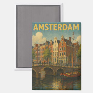 Imán Retro Amsterdam Países Bajos Grachten
