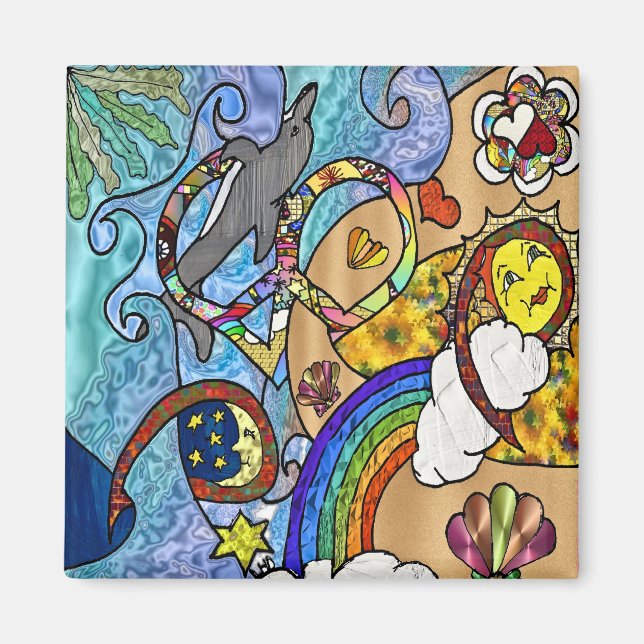 Imán Retro años 60 Psicodélico en la ropa de regalos de (Frente)