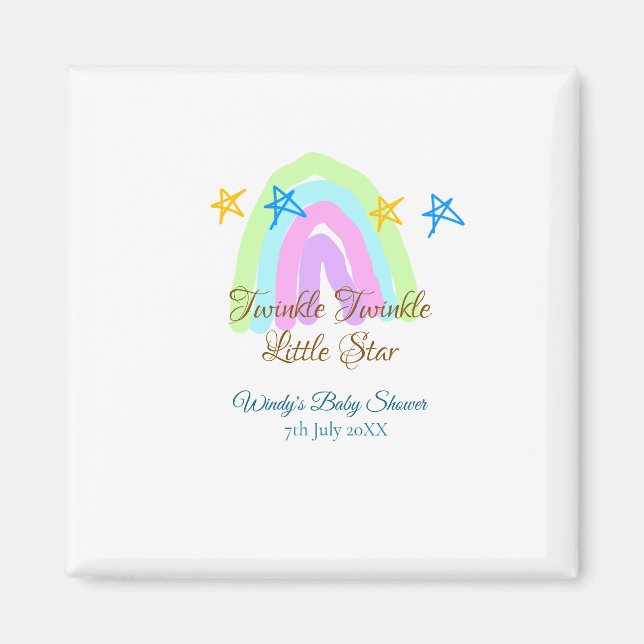 Imán Retro arco iris twinkle pequeño estrellas bebé sh (Frente)