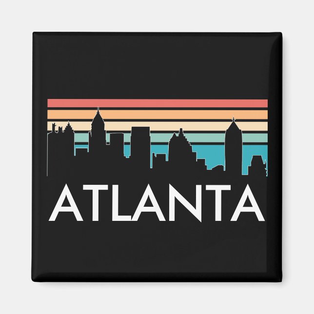 Imán Retro Atlanta Georgia Vintage Sunset Skyline (Frente)