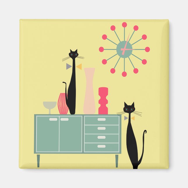 Imán Retro Atomic Era MCM Guay Cat Magnet v4 (Frente)