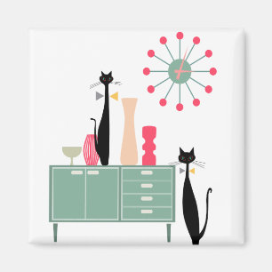 Imán Retro Atomic Era MCM Guay Cat Magnet v5