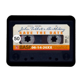Imán Retro Audiotape 50th birthday Save the date Magnet