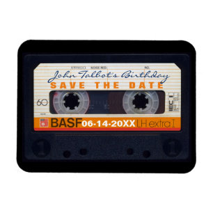 Imán Retro Audiotape 60 cumpleaños Guardar la fecha Mag