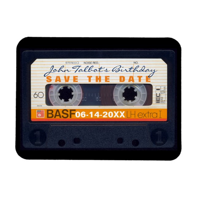 Imán Retro Audiotape 60 cumpleaños Guardar la fecha Mag (Horizontal)